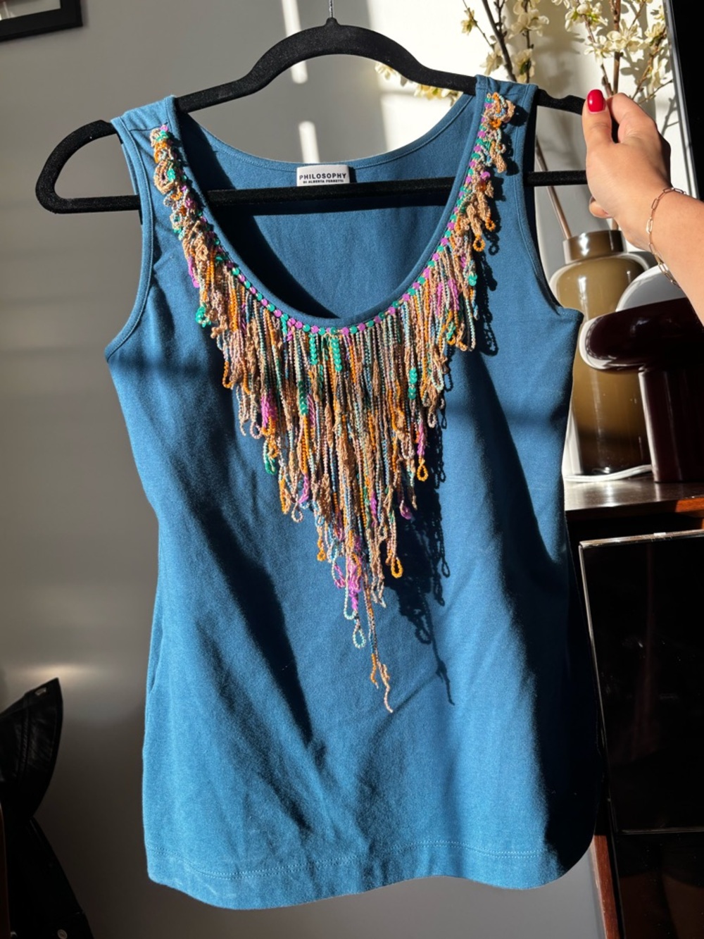 Philosophy di Alberta Feretti beaded fringe top